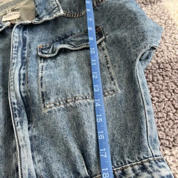 Free People We The Free Sammie Denim Coverall Jumpsuit Size M - Picture 8 of 9